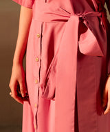 Pink Crepe Button Down Dress - Halo Retail
