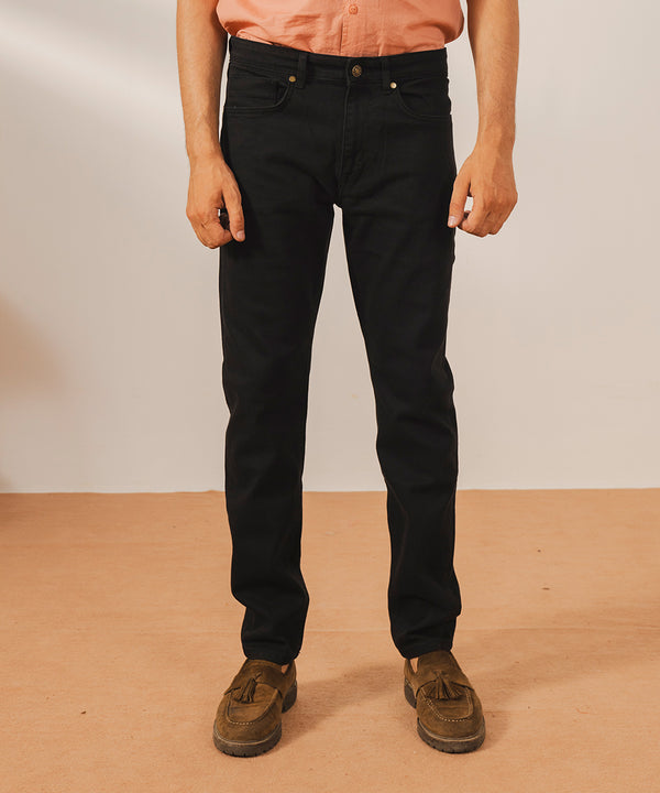 Black Straight Fit Denim Pants