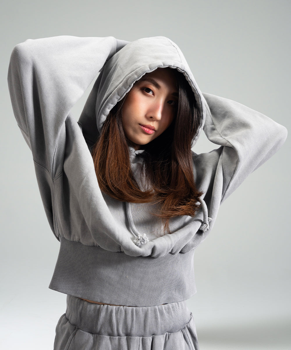 Acid Washed Cropped Hoodie - Halo Retail