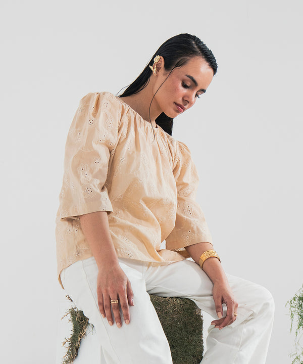 Eyelet Chikan Kari Top - Halo Retail