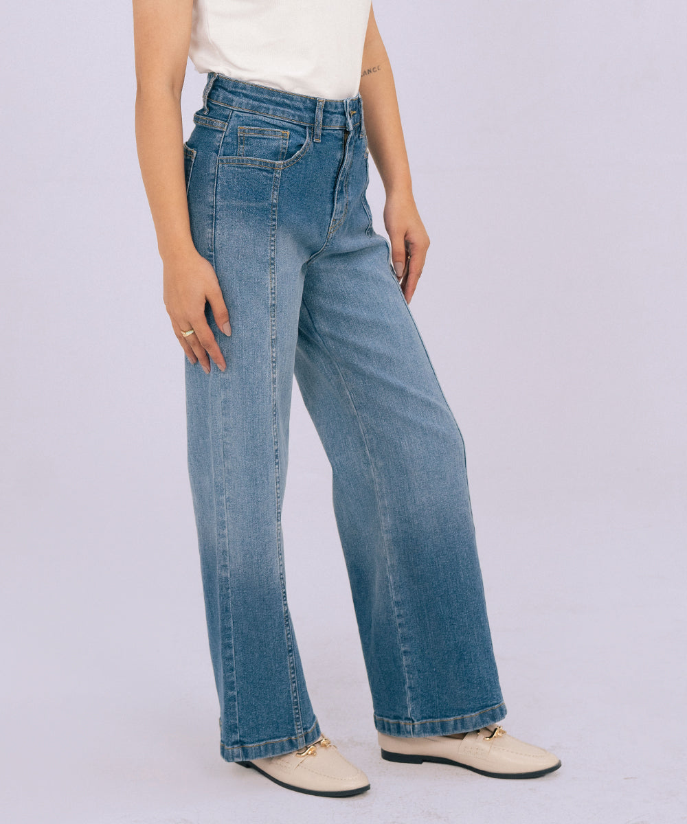 High Waist Top Stitch Denim