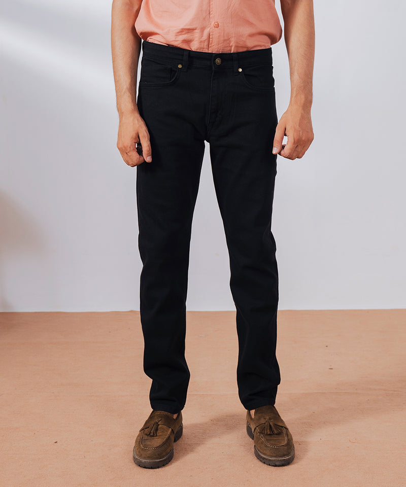 Black Straight Fit Denim Pants - Halo Retail