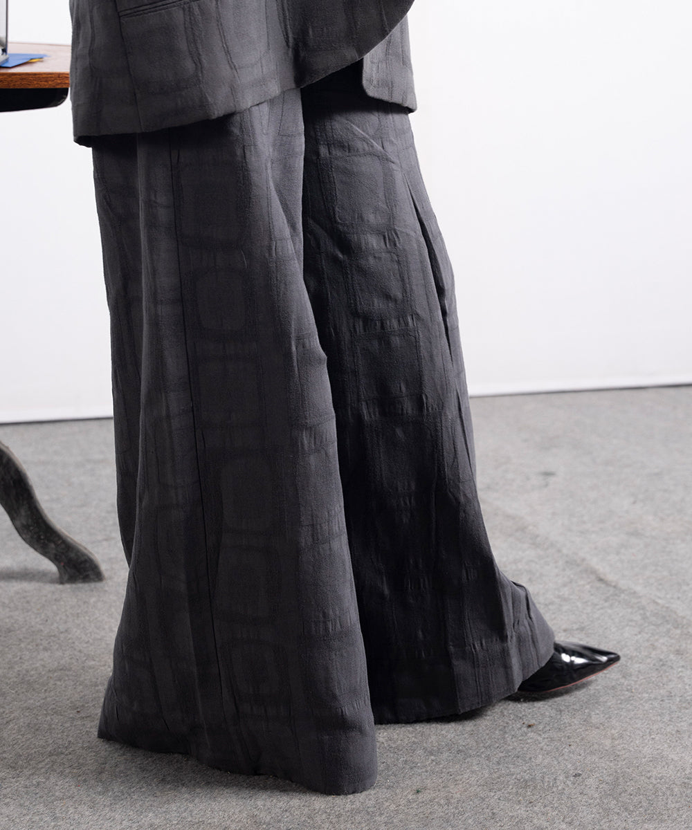 Textured Twill Wide Leg Pants