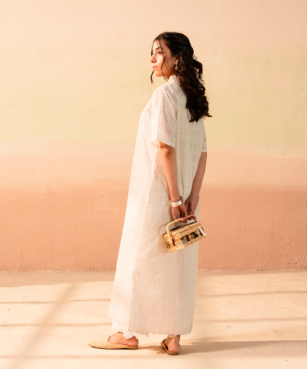 White Chikan Kari Tunic - Halo Retail