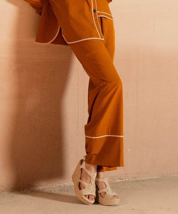 Caramel Striped Crepe Pants - Halo Retail