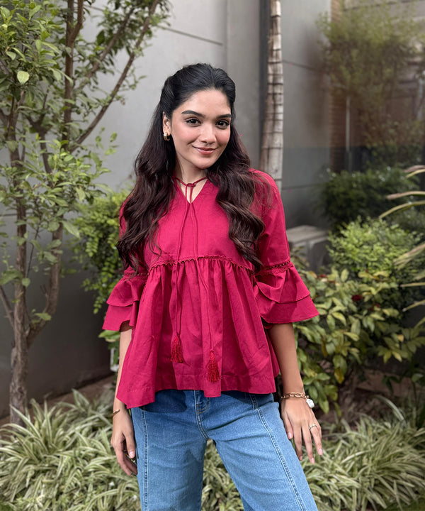 Jacquard Laced Top