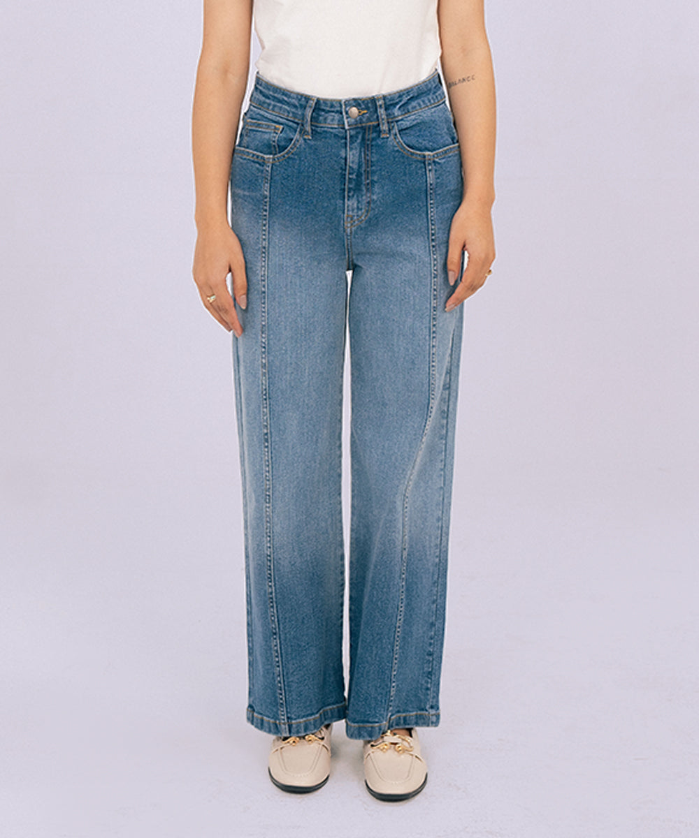 High Waist Top Stitch Denim