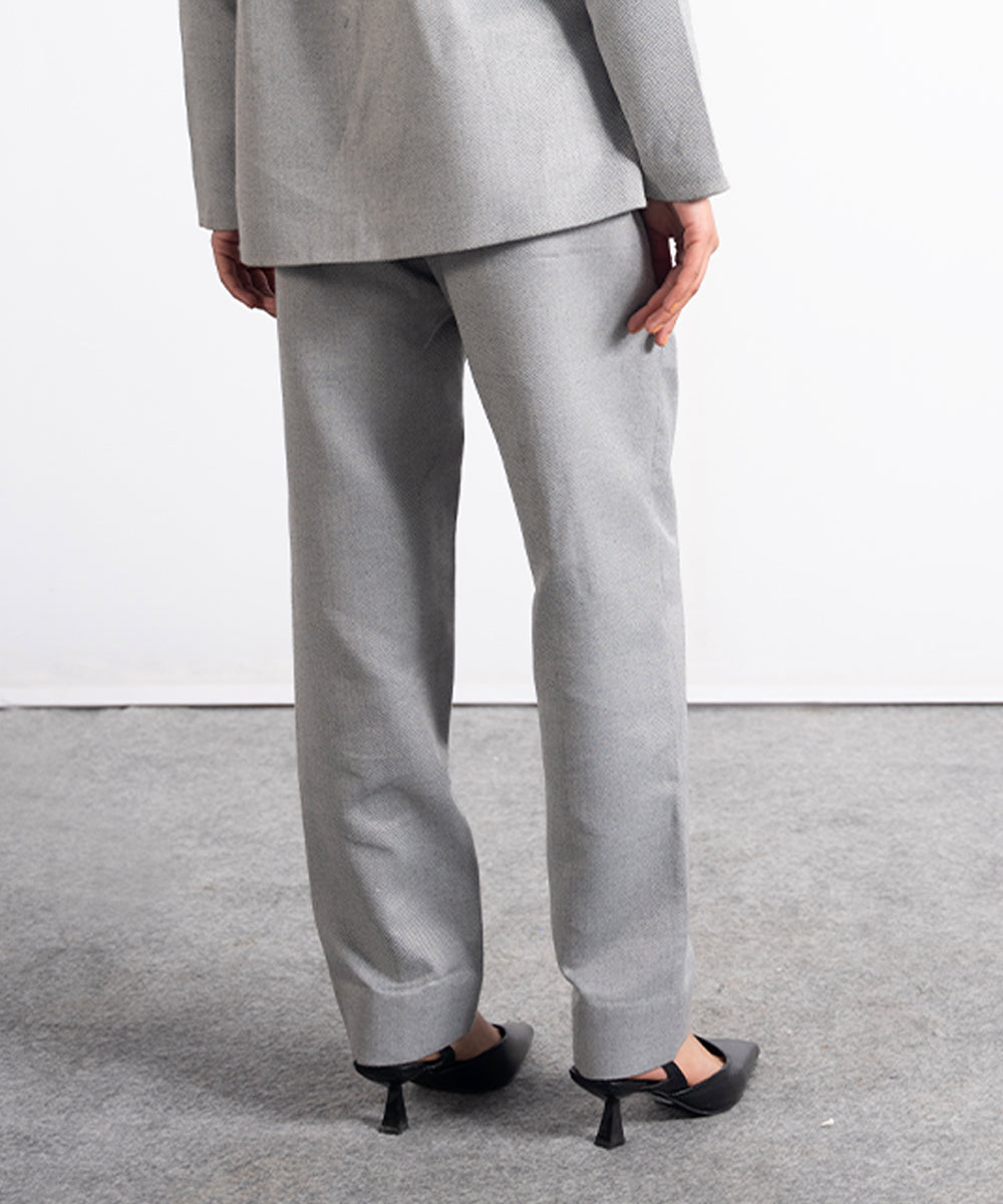 Straight Fit Wool Ankle Length Pants