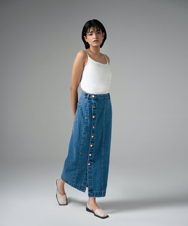 Downtown Button Skirt