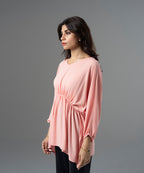 Batwing Ruched Rayon Blouse - Halo Retail