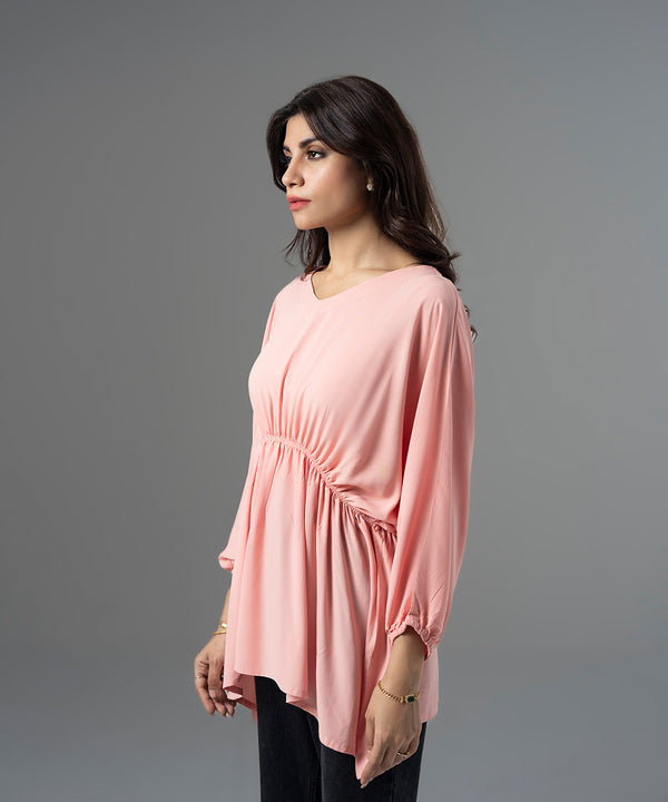 Batwing Ruched Rayon Blouse - Halo Retail