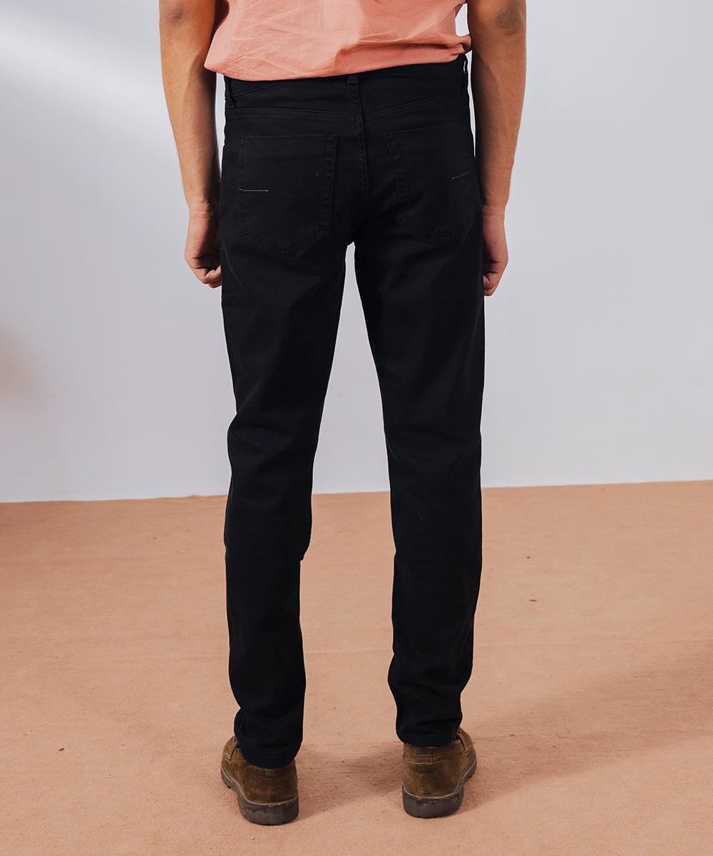 Black Straight Fit Denim Pants - Halo Retail