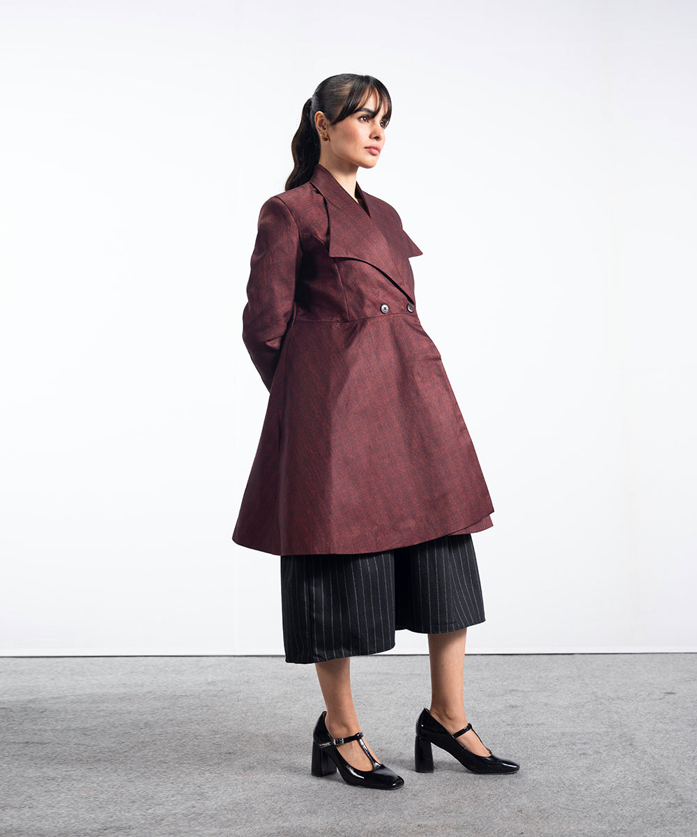 Rust Long A-Line Coat