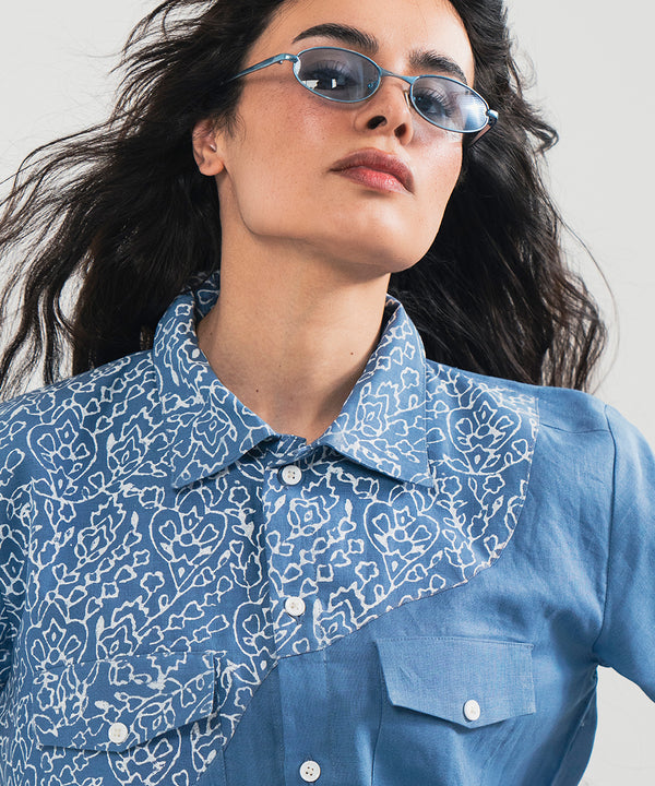 Dual-Tone Patchwork Shirt - Halo Retail