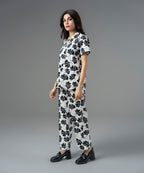 Monochrome Floral V-Neck Shirt - Halo Retail