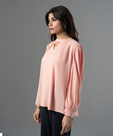Pink Rayon Pleated Blouse - Halo Retail
