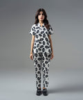 Monochrome Floral V-Neck Shirt - Halo Retail