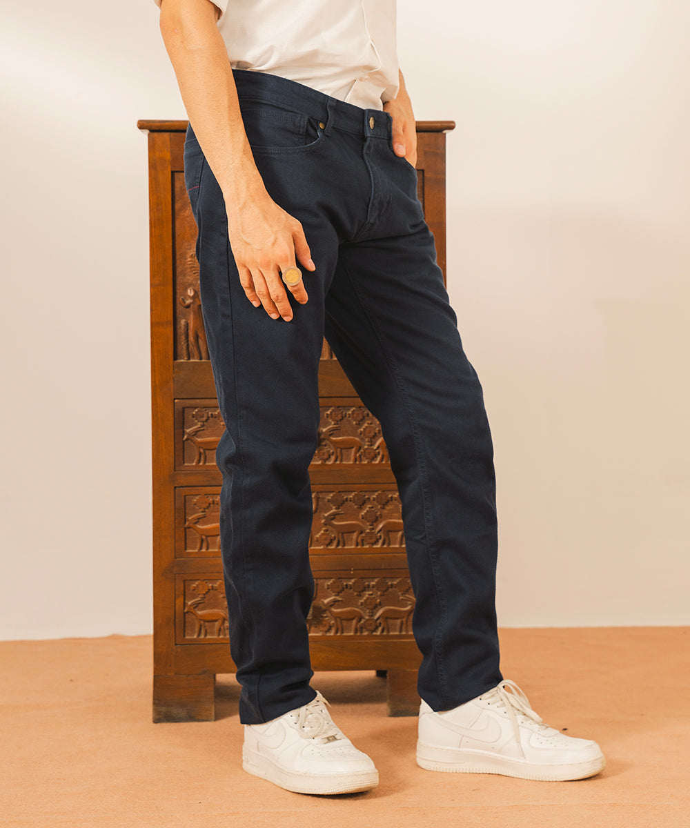 Navy Straight Fit Denim Pants - Halo Retail
