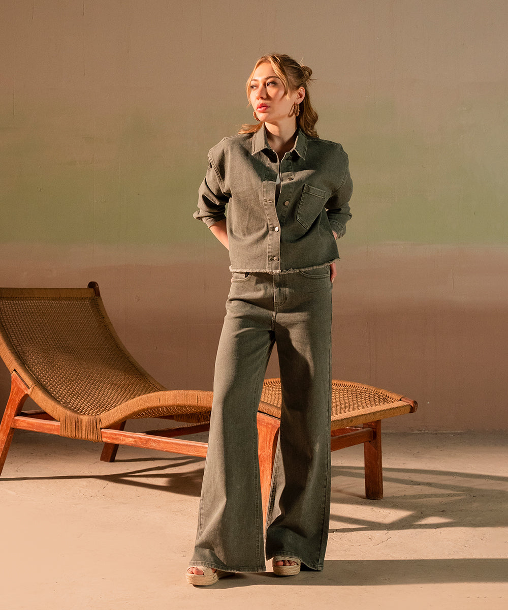 Denim Cropped Shirt - Halo Retail