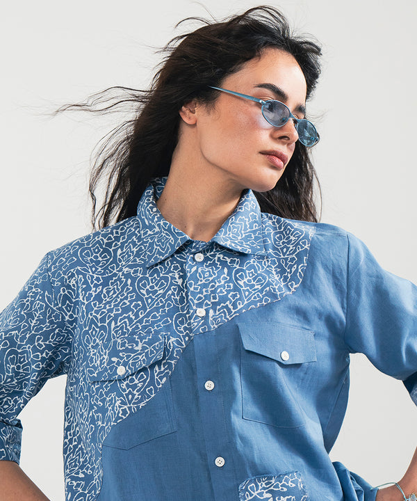 Dual-Tone Patchwork Shirt - Halo Retail