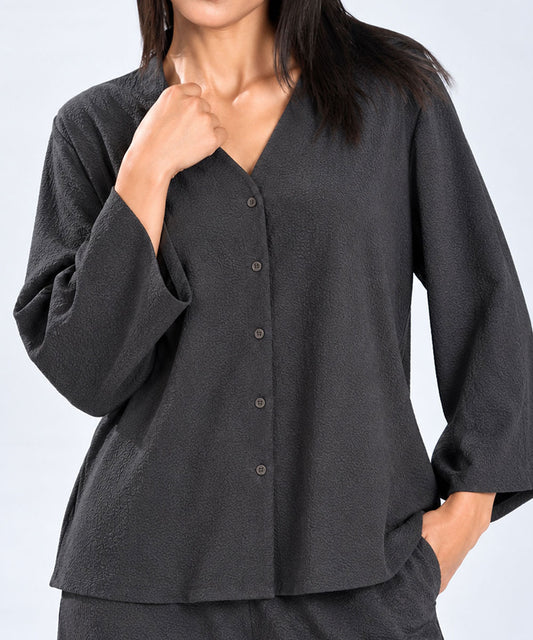 V-Neck Button Down Shirt