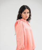 Silk Top With Ruffled Neck - Halo Retail