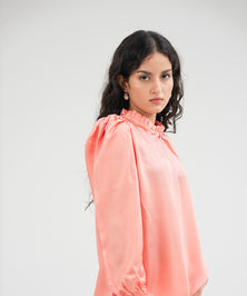 Silk Top With Ruffled Neck - Halo Retail