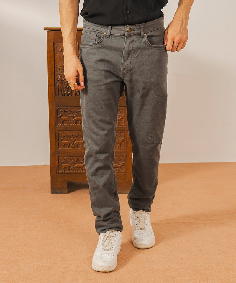Grey Straight Fit Denim Pants - Halo Retail