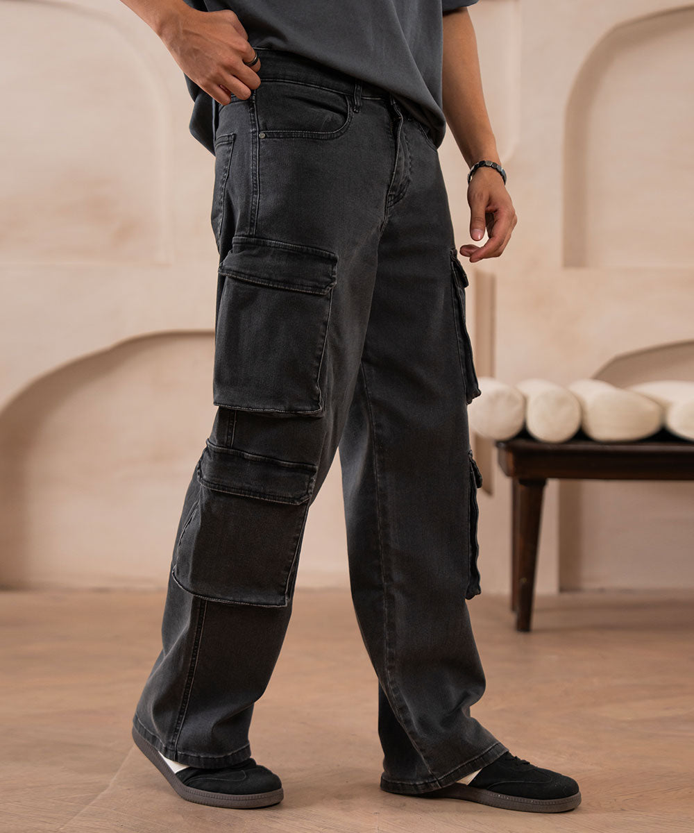 Faded Charcoal Wide Leg Denim - Halo Retail
