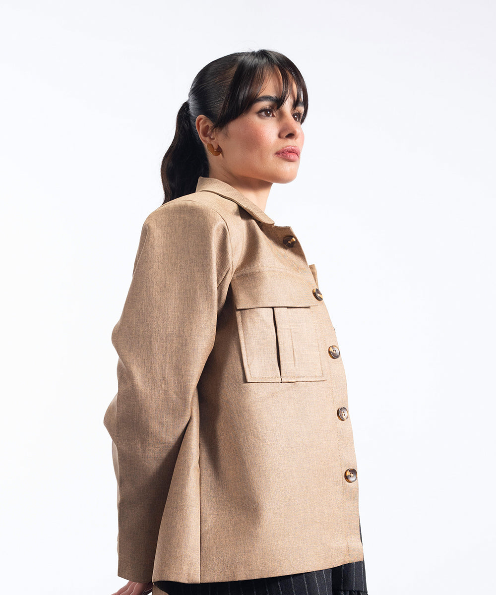 Beige Short Length Coat