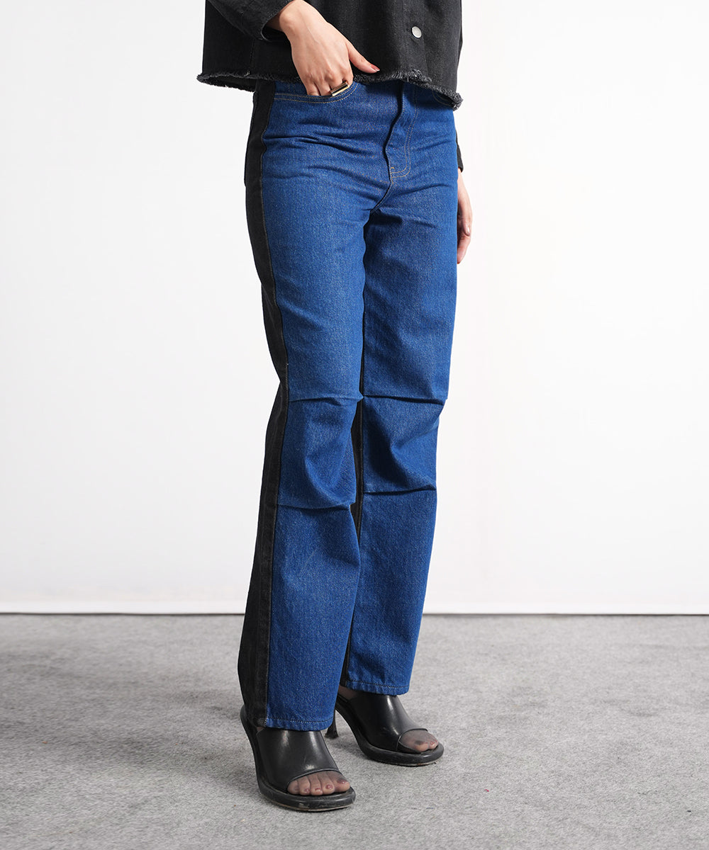 Two-Tone Denim Pants