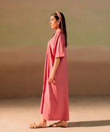 Pink Crepe Button Down Dress - Halo Retail