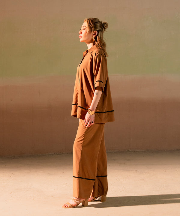 Mocha Button Down Shirt - Halo Retail