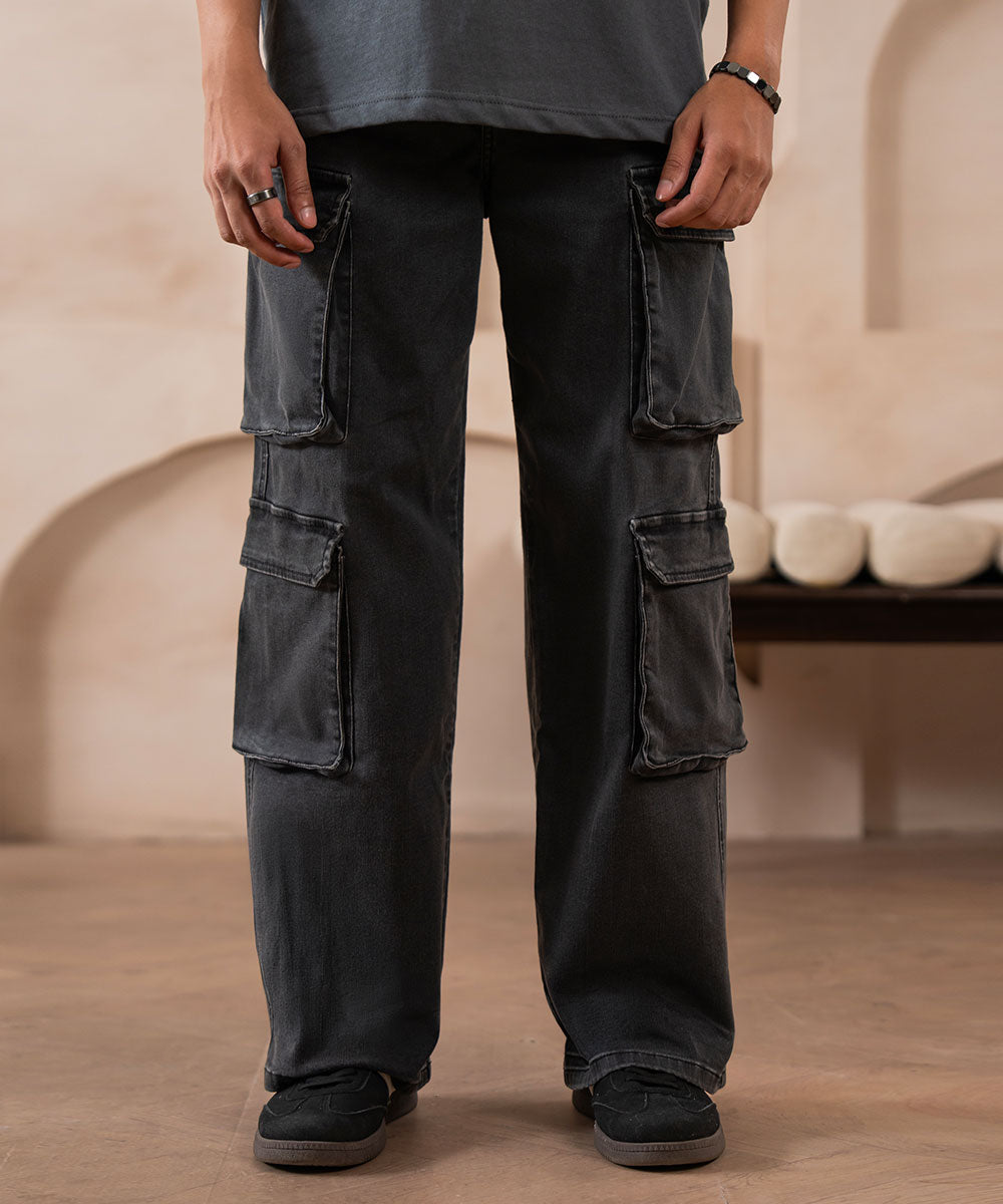 Faded Charcoal Wide Leg Denim - Halo Retail