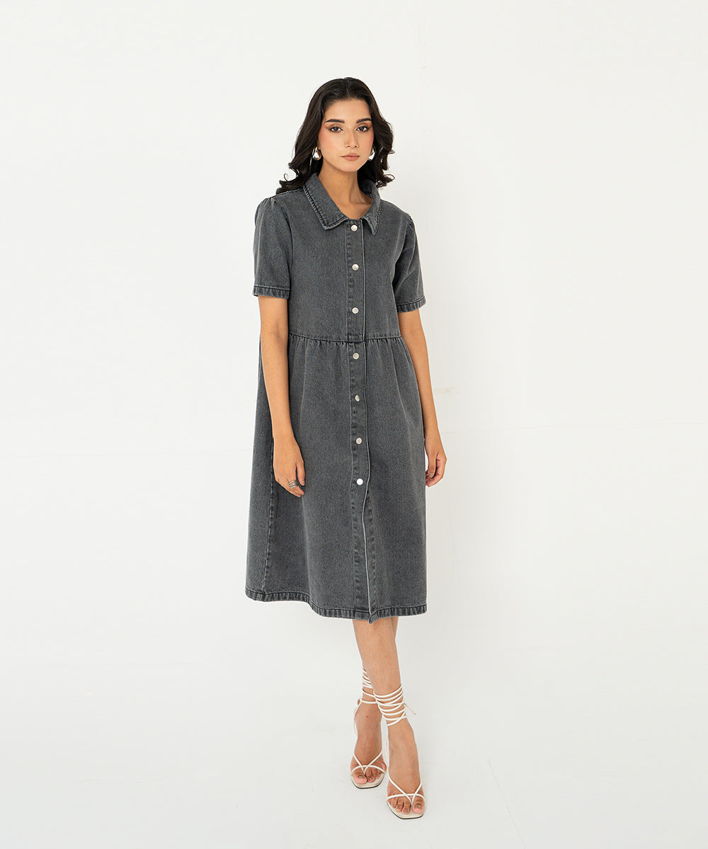 Charcoal Denim Dress - Halo Retail