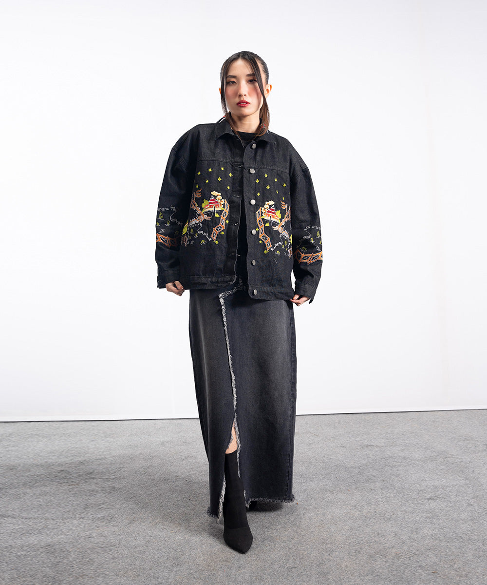 Abstract Embroidered Jacket