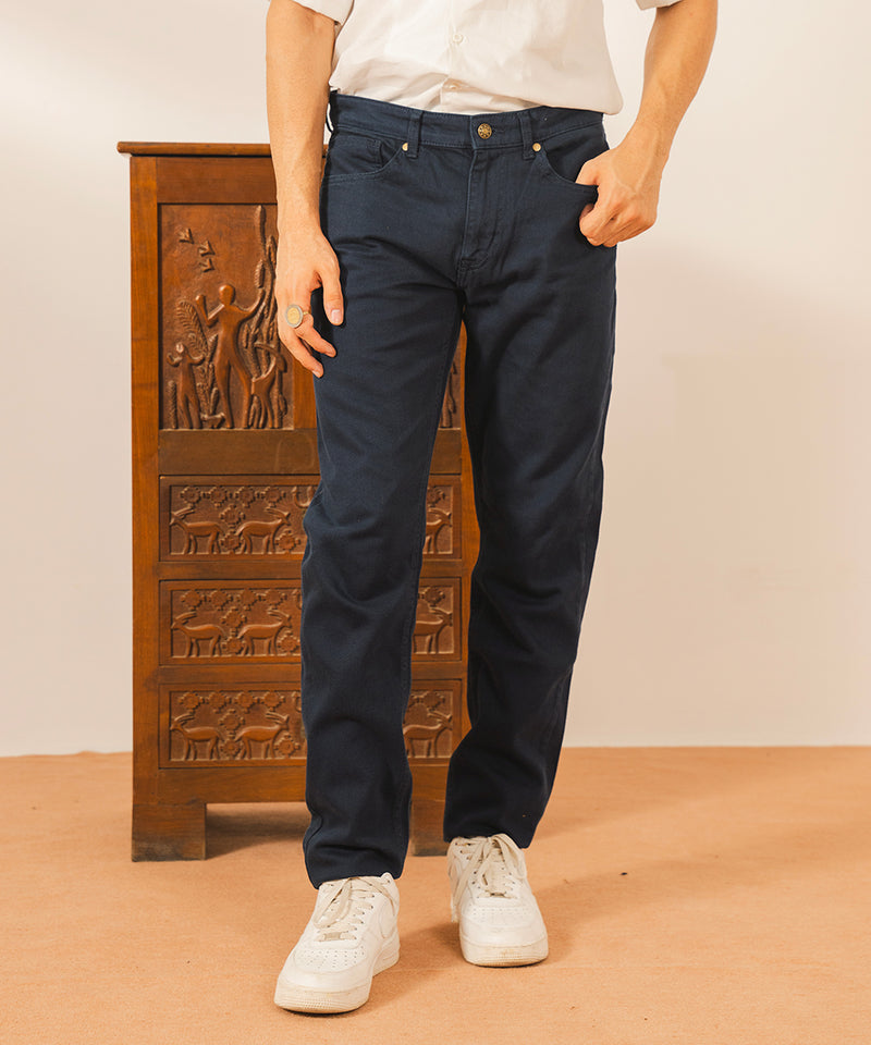 Navy Straight Fit Denim Pants - Halo Retail