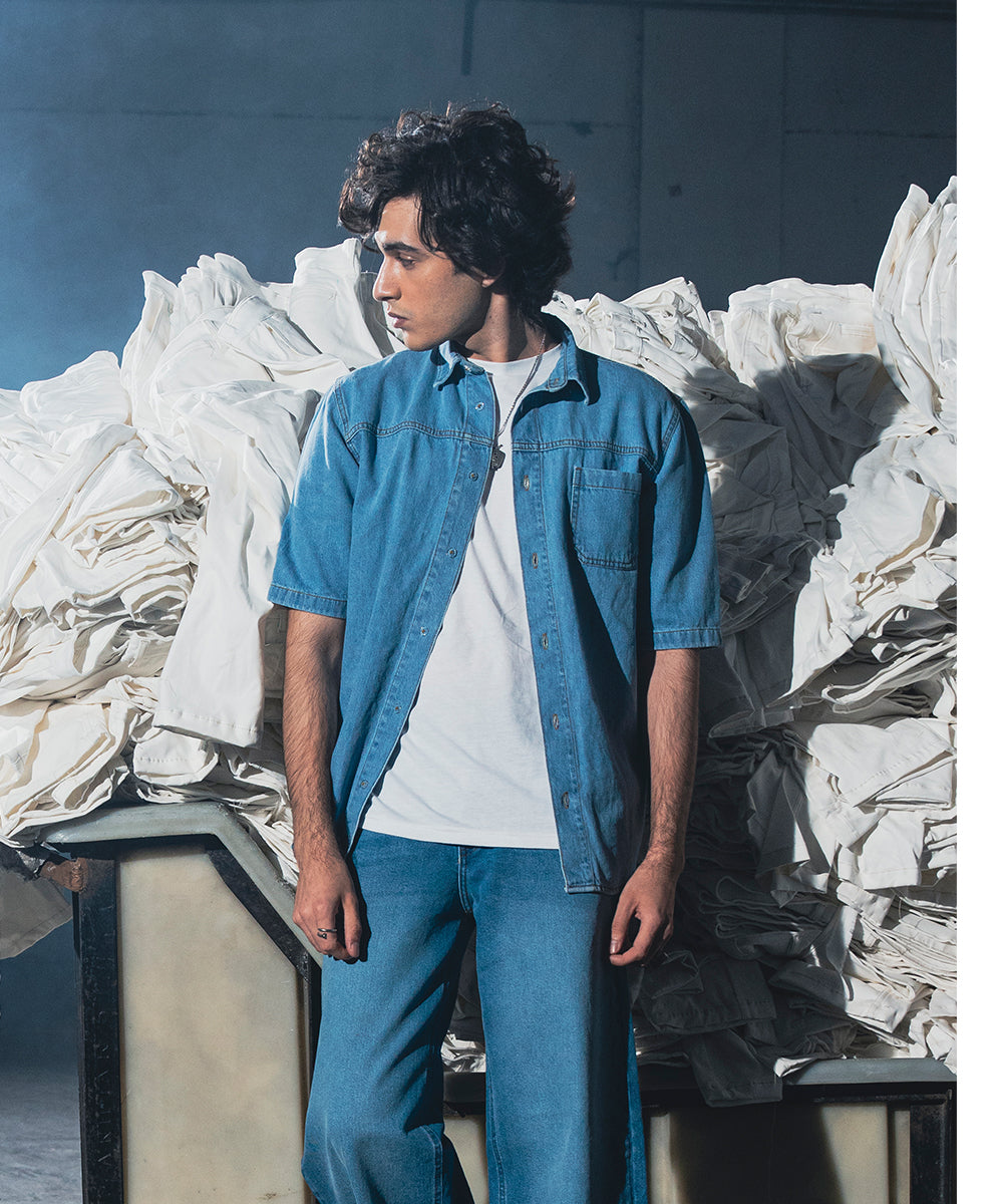 Denim Button Down Shirt - Halo Retail