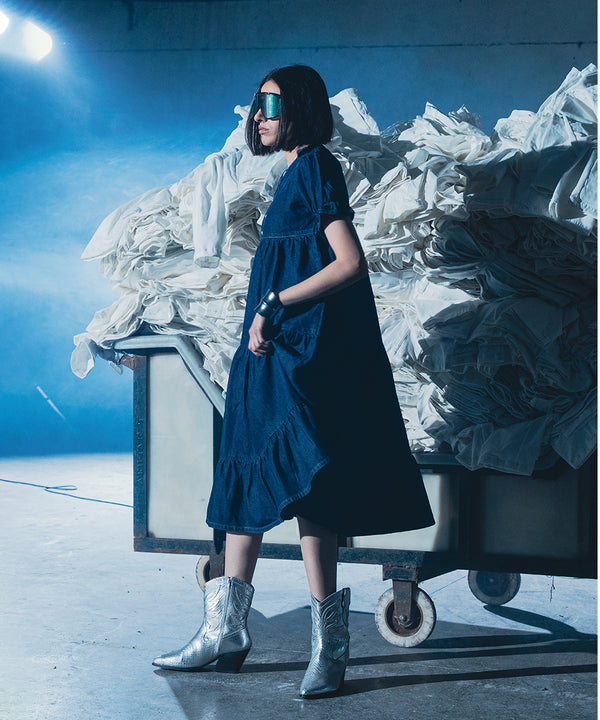 Dark Wash Denim Tier Frock - Halo Retail