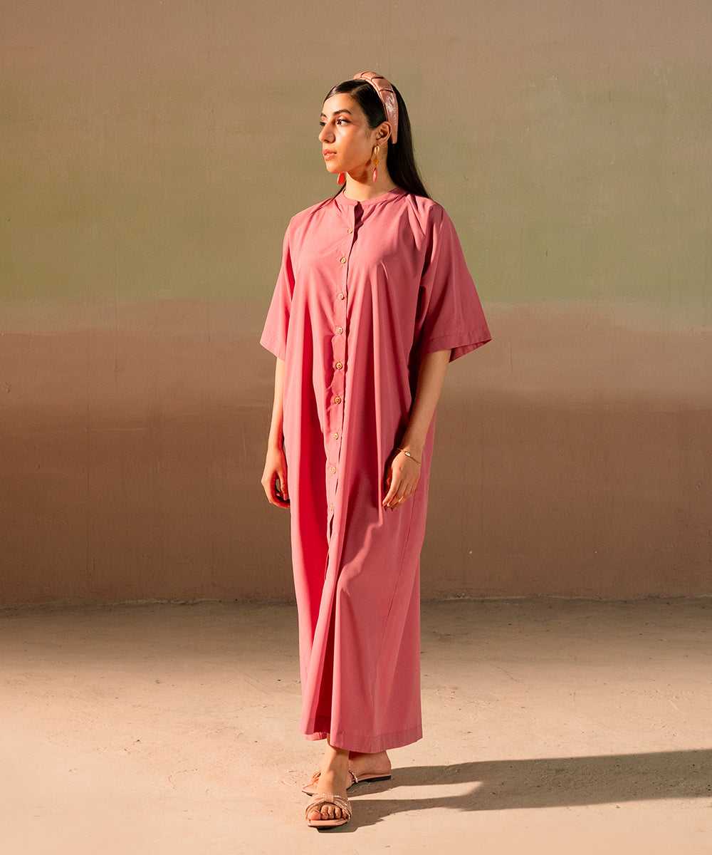 Pink Crepe Button Down Dress - Halo Retail