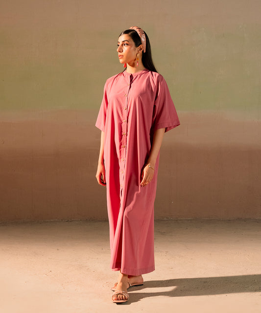 Pink Crepe Button Down Dress - Halo Retail