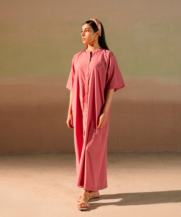 Pink Crepe Button Down Dress - Halo Retail