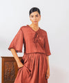 Brown Crush Top with Frill & Strings - Halo Retail