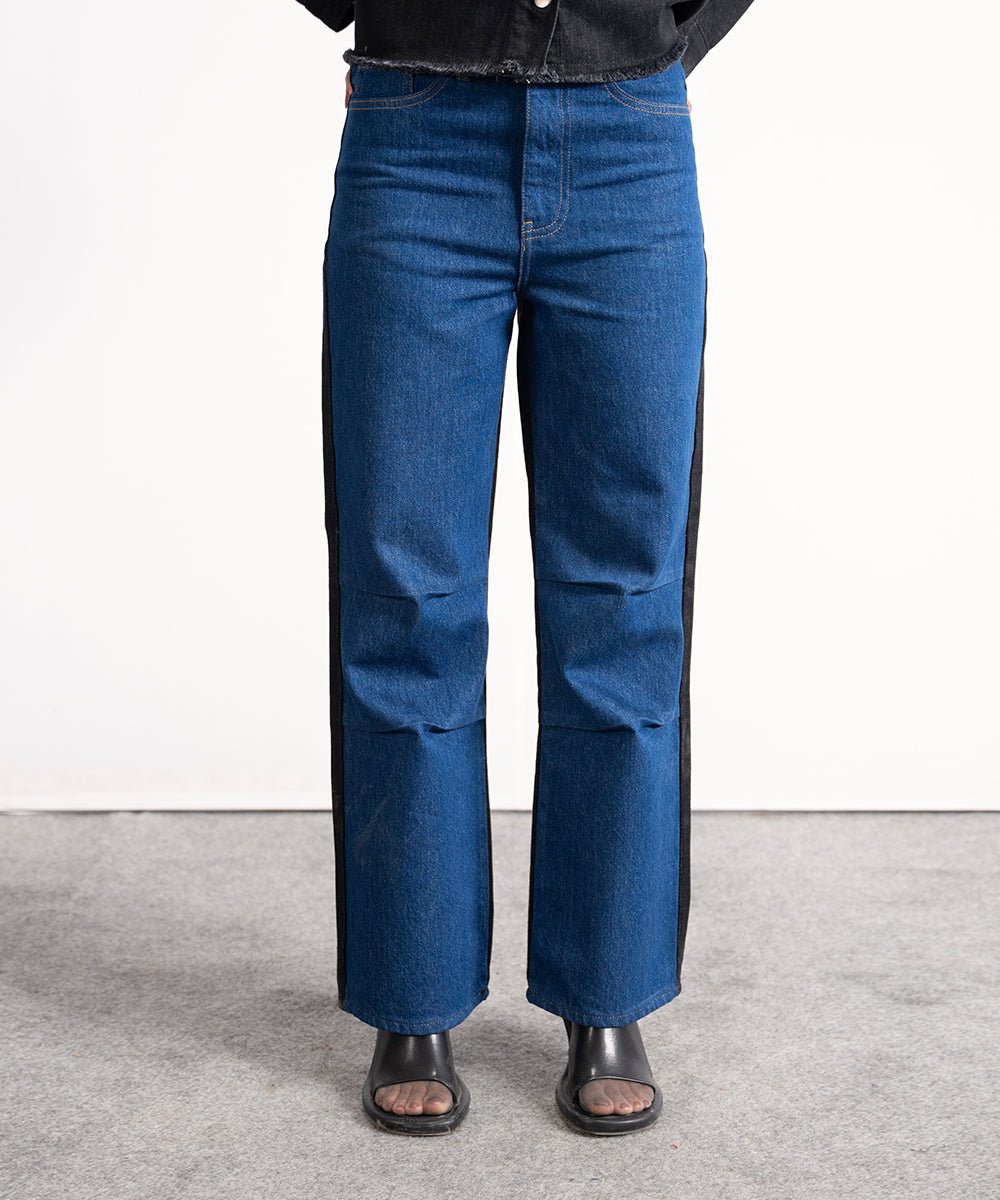 Two-Tone Denim Pants