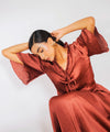 Brown Crush Top with Frill & Strings - Halo Retail