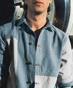 Patched Denim Button Down Shirt - Halo Retail