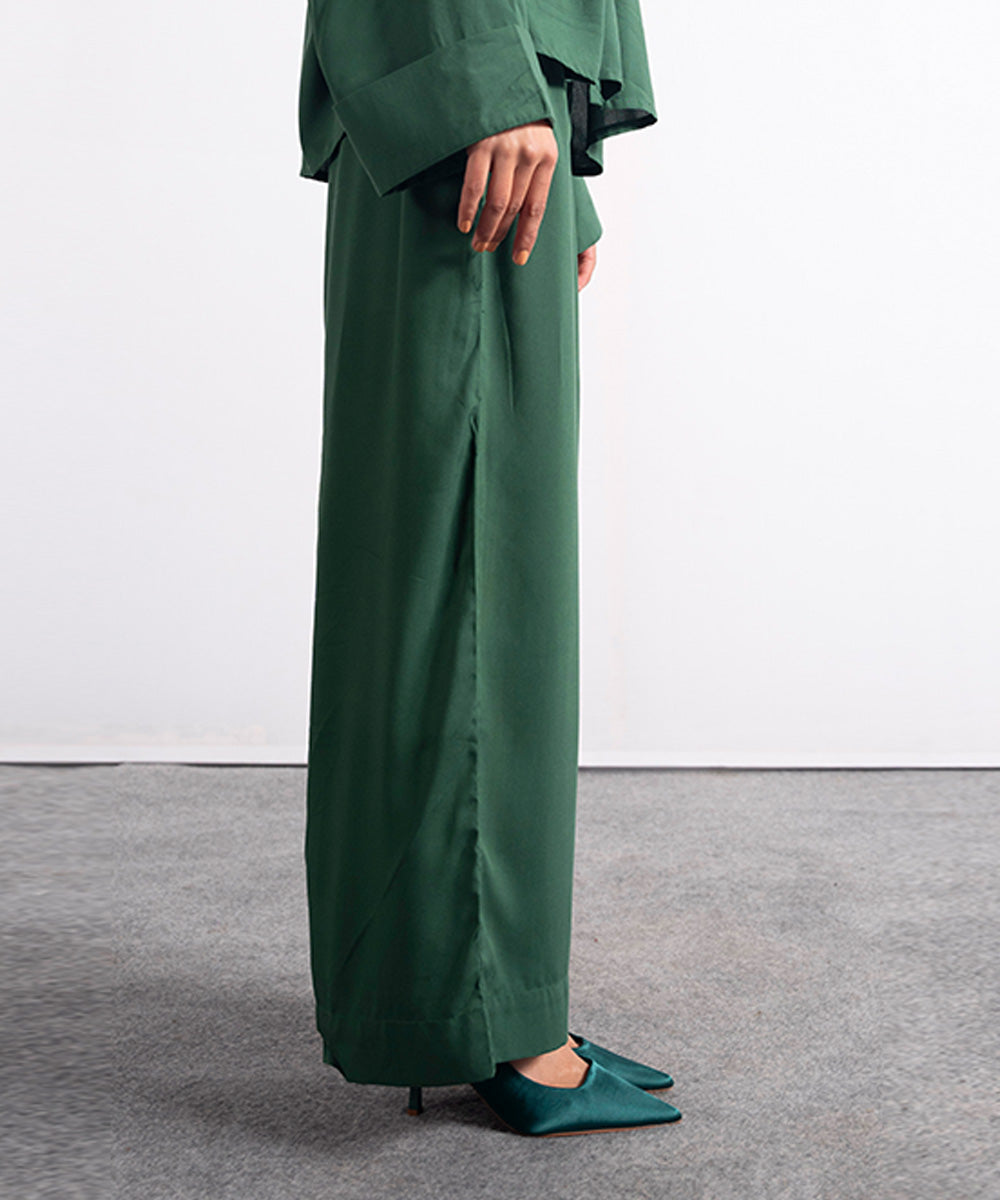 Bottle Green Linen Trouser