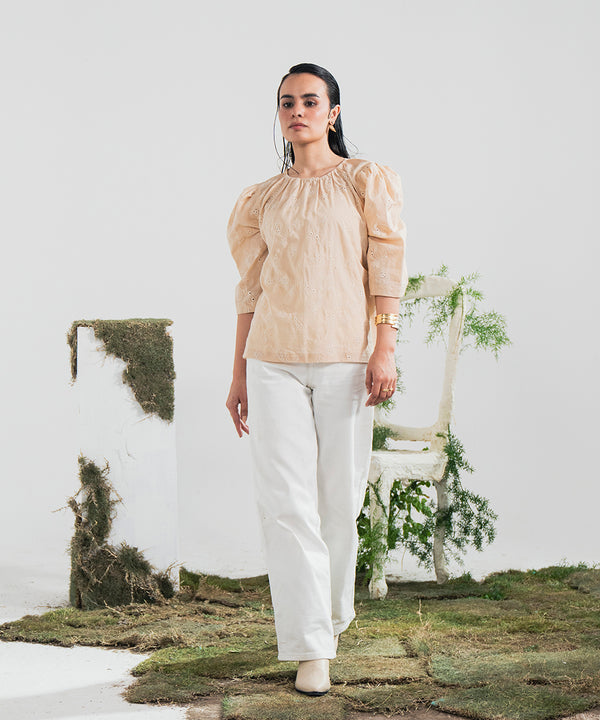 Eyelet Chikan Kari Top - Halo Retail