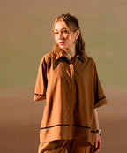 Mocha Button Down Shirt - Halo Retail