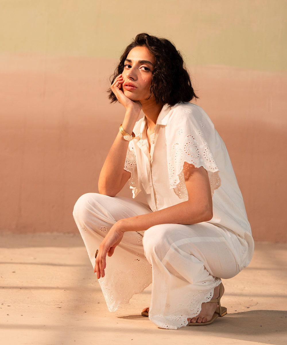 Chikan Kari Wide Leg Trousers - Halo Retail